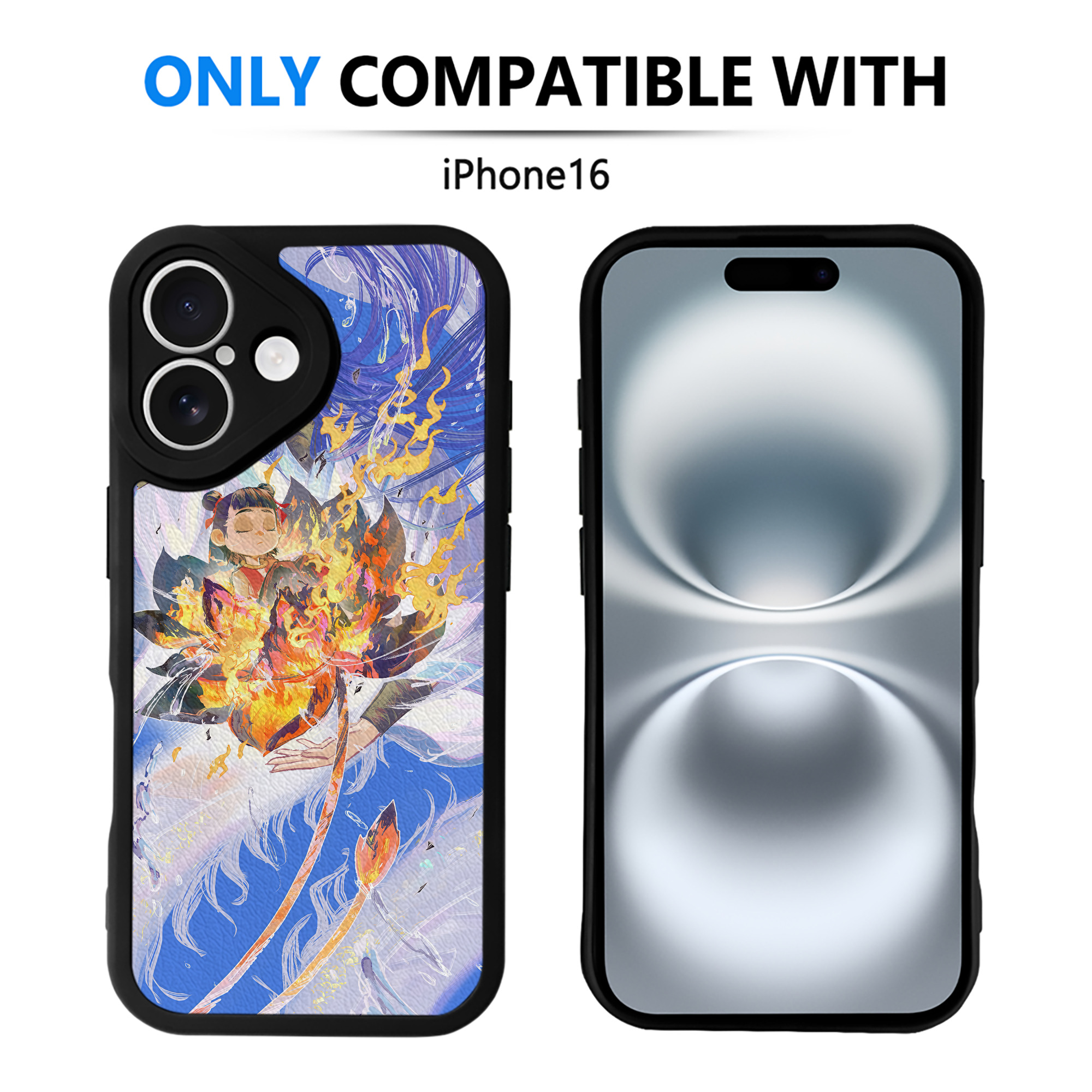 （画像用） Ne Zha 2 ナタ 魔童の大暴れ 【iPhone 16シリーズ対応】シリコンスマホケース（レザー調） 材質：シリコン